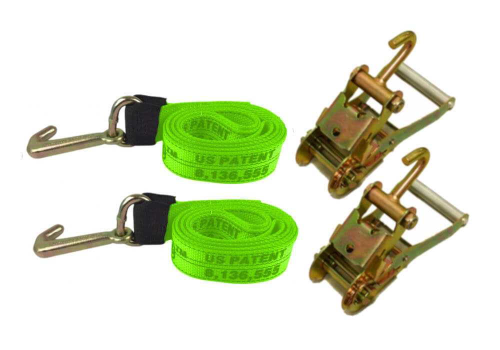 2-Pack mini j-hook straps with finger ratchets