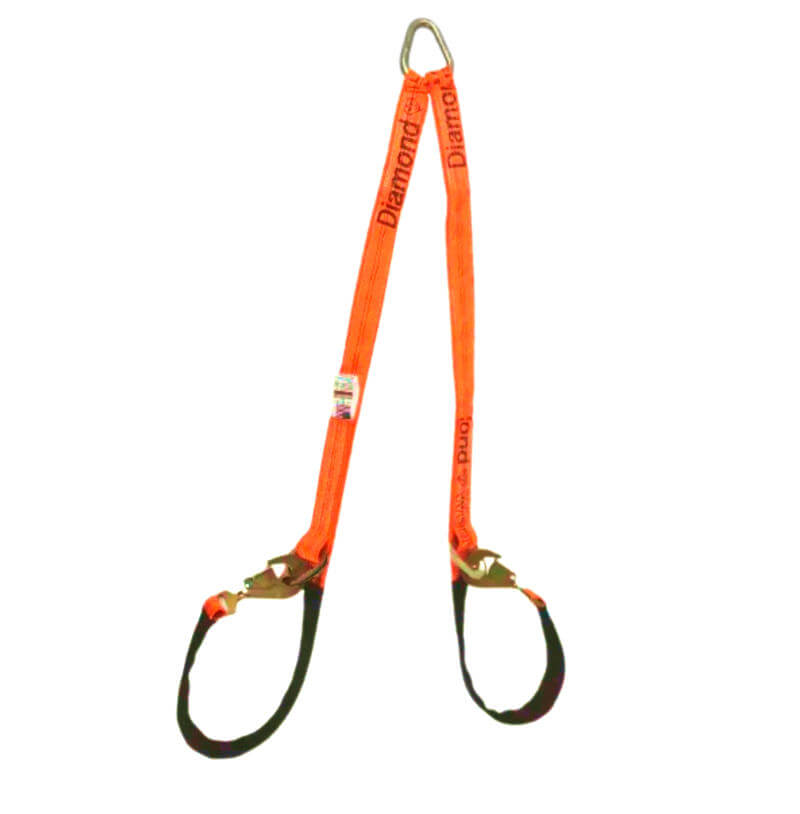 The axle v-bridle car carrier Hi-Vis Orange tie-down strap is an ideal choice for towing and transporting high-end vehicles, such as Tesla, safely.
