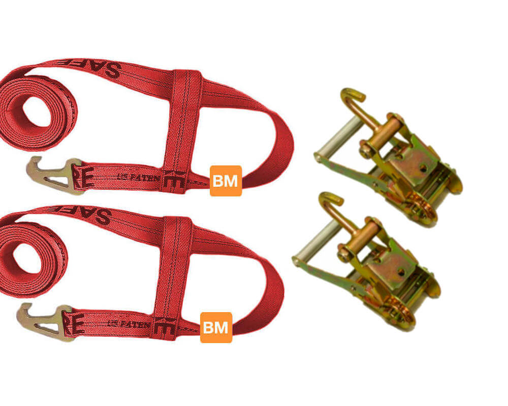 2" x 10' Red Diamond Weave Basket Style Wheel Lift Straps - designed for use with Jerr-Dan Tow Trucks, Quick Pick and MPL Series Wheel Lifts and finger ratchets. 