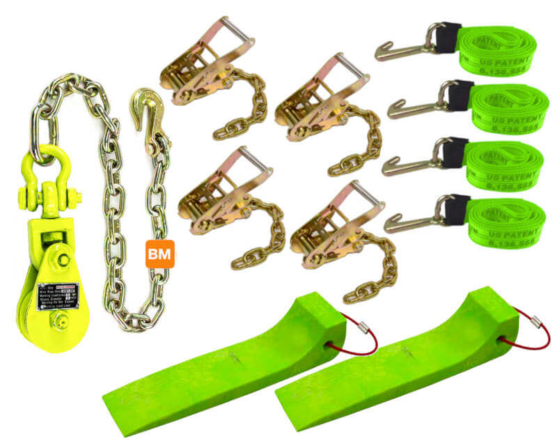 thumbnail image 2 of RuggedTow Flatbed Tie Down Kit | Ratchet Straps With Rail Hooks & Wheel Baskets | 3000 Lbs Capacity 2 of 6