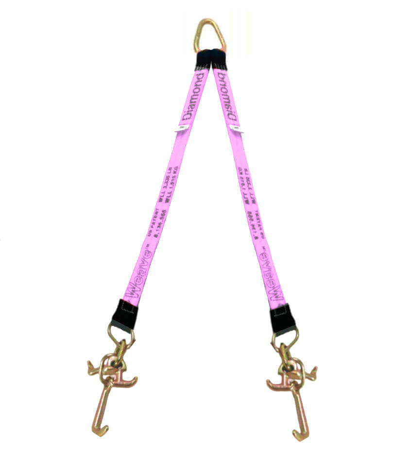 2" x 36" V-Bridle Strap w/RTJ Cluster RTJ Frame Hooks - Made with pink diamond weave webbing