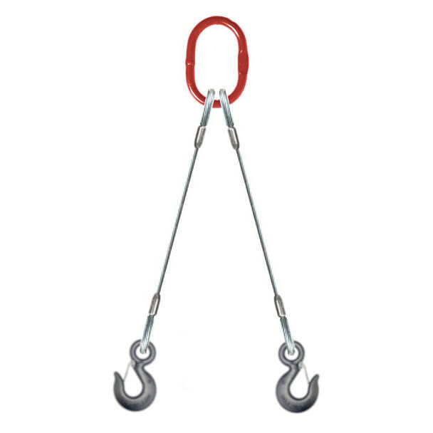 1/4 2-Leg Wire Rope Bridle Sling with Latch Sling Hook 2200 lbs WLL