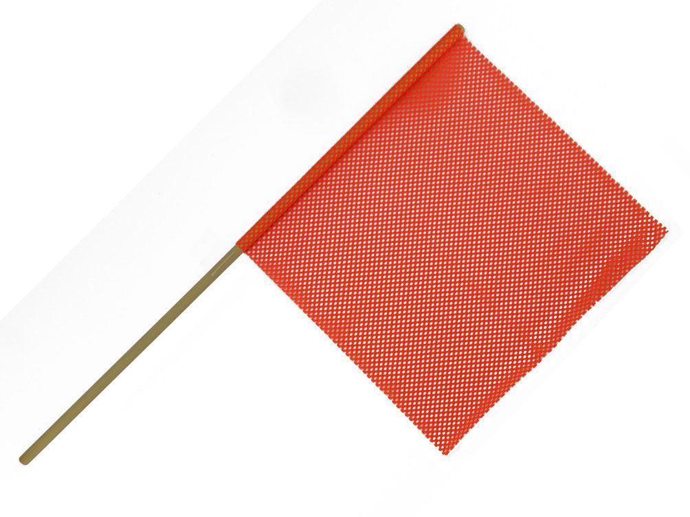 18” x 18” Dowel Warning Flag - RED or ORANGE - 12 PACK