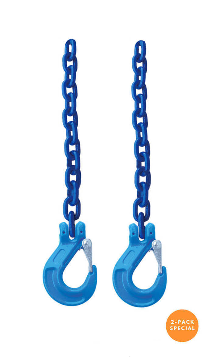 1/2 Grade 100 Safety Chain w/ Clevis Sling Hook (2-Pack) – Baremotion