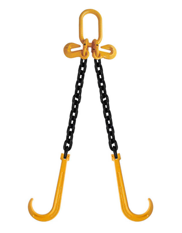 Grade 70 Chain Bridle with 15-inch J Hooks and 4-inch J Hooks