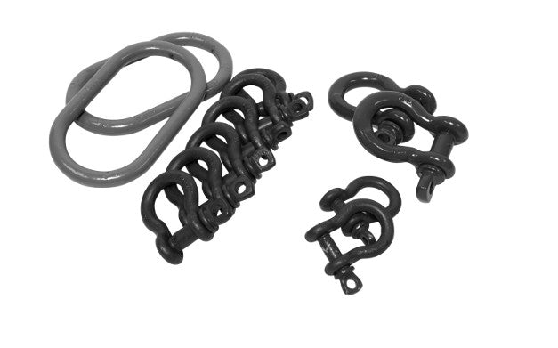 Heavy Duty Shackle Kit includes 10 drop forged anchor shackles with alloy screw pins and 2 alloy master links.