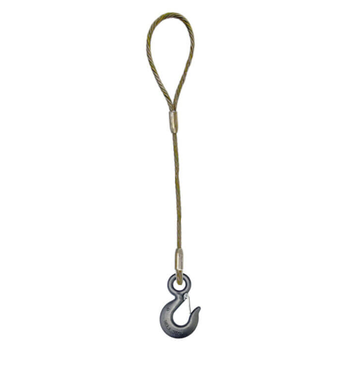 1/2 Single Leg Wire Rope Sling Eye & Eye Hook - 5000 lbs WLL