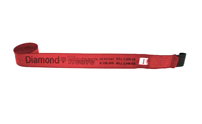 4" Red Diamond Weave Winch Straps with Flat Hook available at Baremotion.com