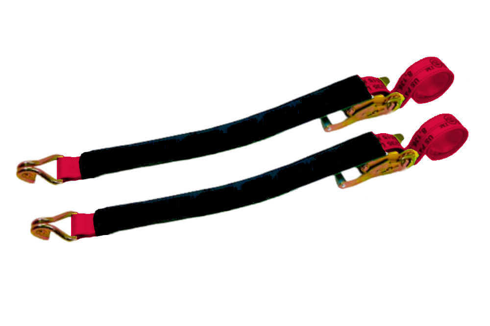 2" Underlift Tie Down w/Double J Hooks RED Diamond Weave.  Ideal for towing applications.