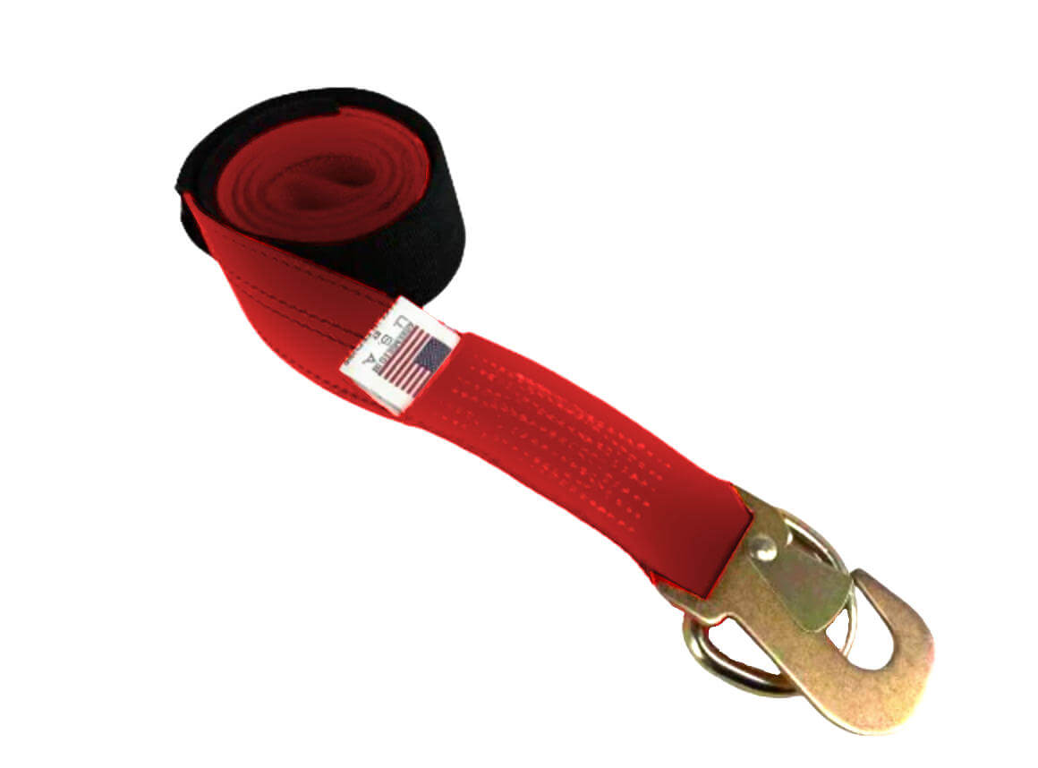 Red Diamond Weave Wheel lift strap  Comes with 2 hooks - Dynamic Flat Snap Hook & a D-Ring  for an easy switch when needed.