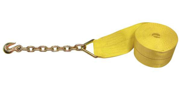 4" x 30' Winch Straps with Chain Extension - Made or assembled in USA .