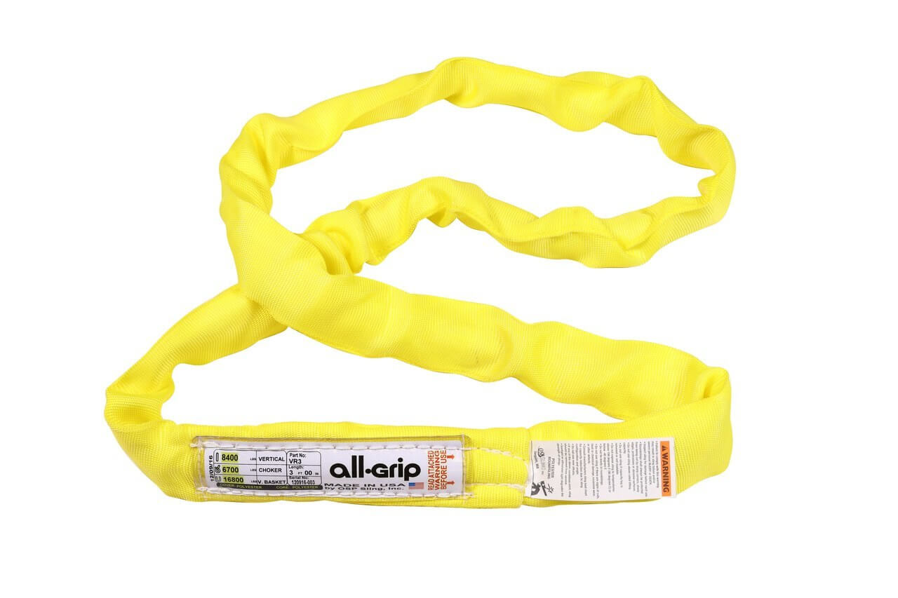 Yellow Polyester Round Sling All-Grip 8,400 LBS WLL (USA) – Baremotion