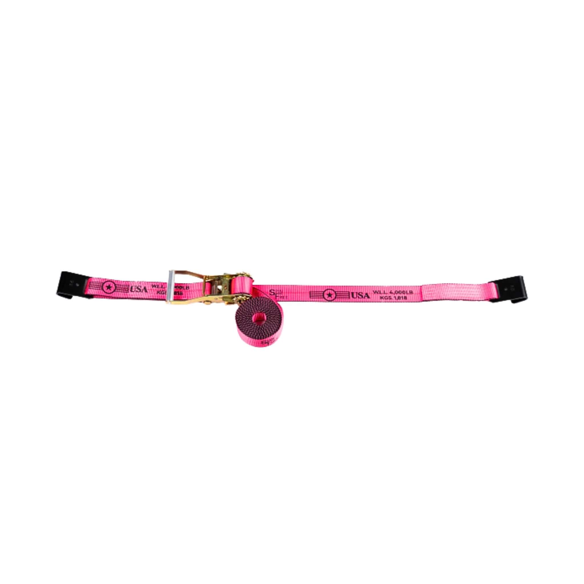 2" SPIN FREE Ratchet Straps with Flat Hook | Pink 8-PACK