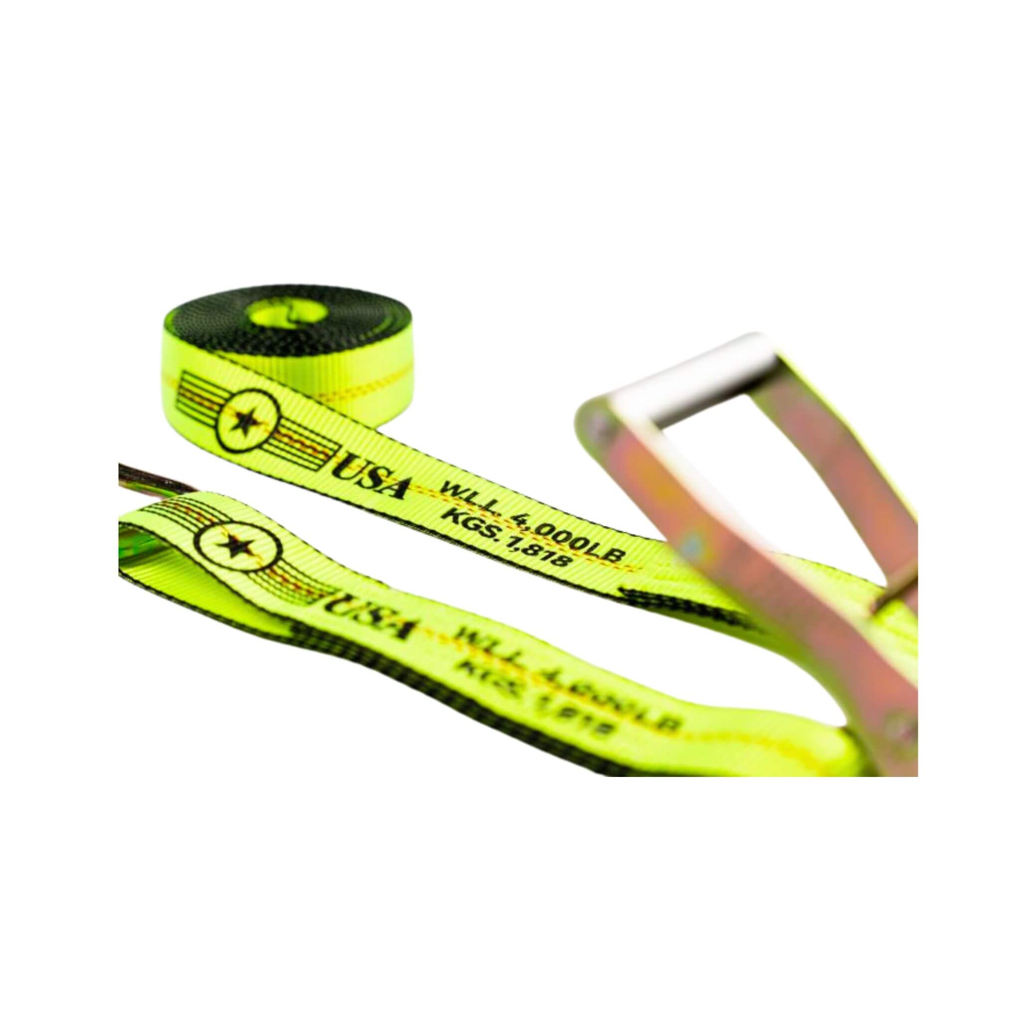 2" SPIN FREE Ratchet Straps with Wire Hooks Hi-Vis 8-PACK