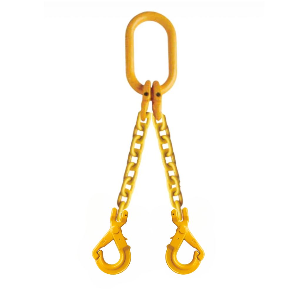 2-Leg Lifting Chain Sling made with Grade 80 Alloy Steel with clevis locking Hooks