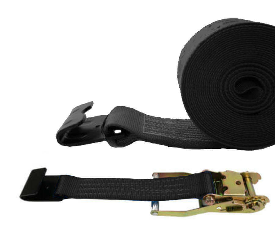 Secure your cargo with these  2" Black Ratchet Straps made with Diamond Weave Webbing.