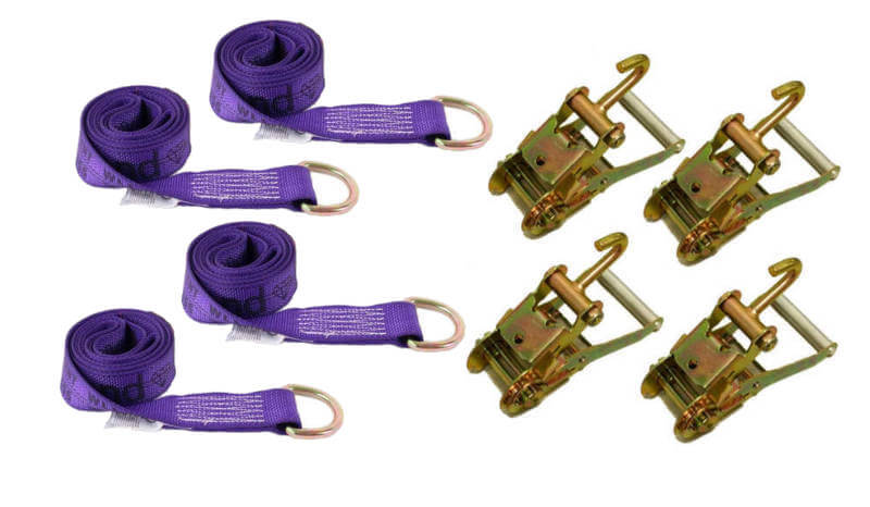 4-Point purple Tie Downs w/Finger Hook Ratchets