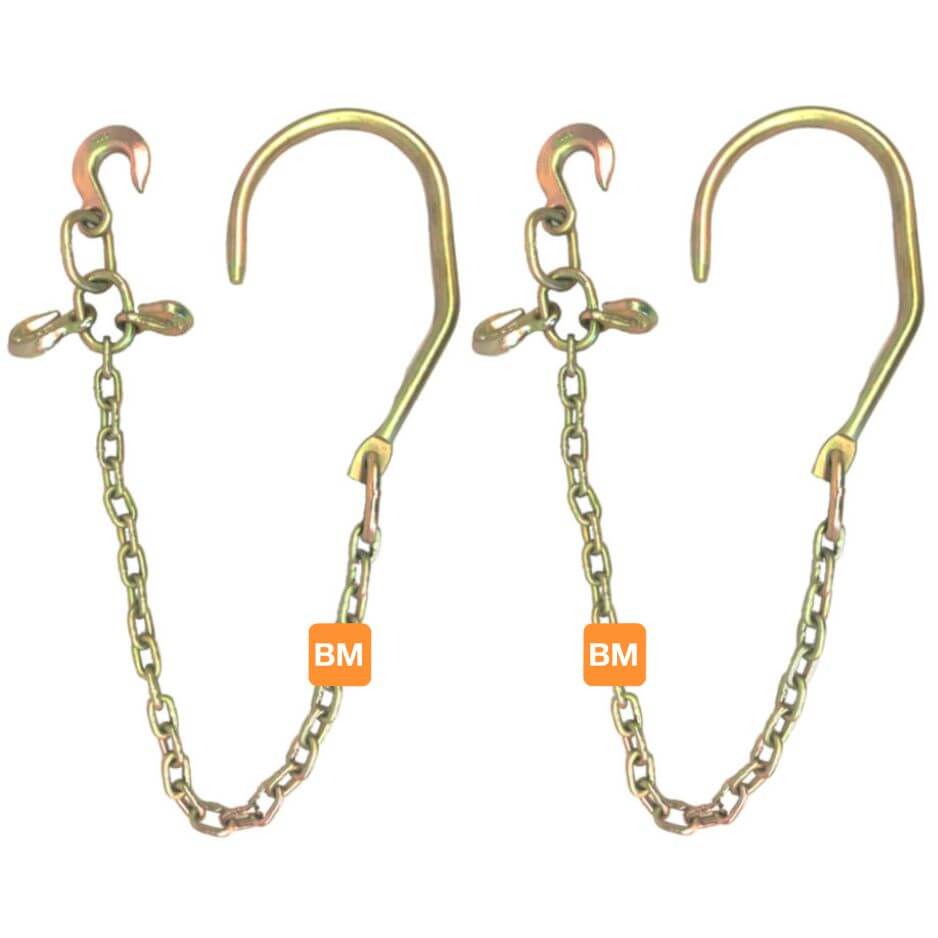 G70 V-Chain Bridle w/ 15 Large J Hooks, TJ Hook and Grab Hooks 3' Legs