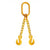 Double Leg Lifting Chain Sling made with Grade 80 Alloy Steel and Cradle Grab Hooks.  Coated yellow