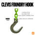 Clevis foundry hook with green chain on a white background