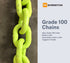 grade 100 high visibility chain.  Made in USA