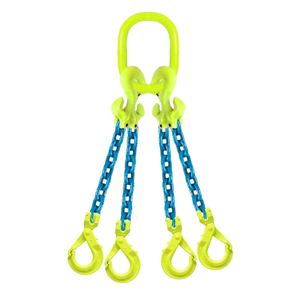 GrabiQ Gunnebo TG4-GBK Adjustable 4-Leg Grade 100 Lifting Chain Sling with Locking Hooks.
