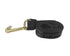 Black Diamond Weave Tie Down Strap with a forged Mini J-Hook.  Available at Baremotion