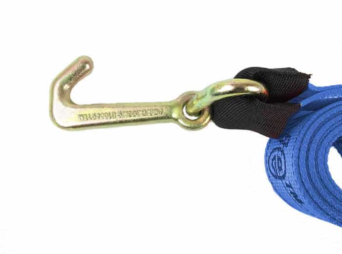 Blue Tie Down Strap with a forged Mini J-Hook.  Also available in different colors.