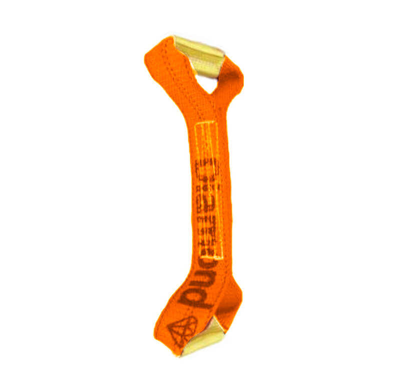 Orange short strap dog bone used mainly in the wtoing and recovery industry