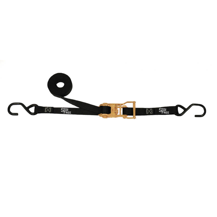 Secure your load with ease using our 1" SPIN FREE Ratchet Straps with Coated S-Hooks. 