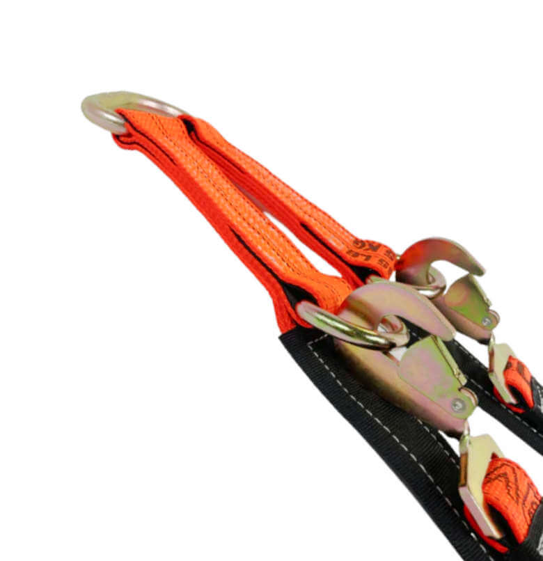 Orange Diamond Weave Axle V-Strap w/Loops & Cordura Sleeve