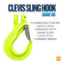 Clevis sling hook with fluorescent coating and safety latch on a white background