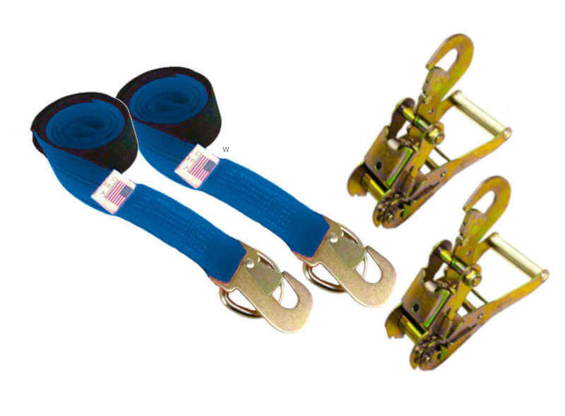 8' Blue Diamond Weave Wheel Lift Strap w/ Flat Snap Hook & D-Ring