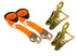 Wheel Lift Strap w/ Flat Snap Hook & D-Ring Orange Diamond Weave strap used in the towing industry. Comes in a 2-pack with snap hook ratchets