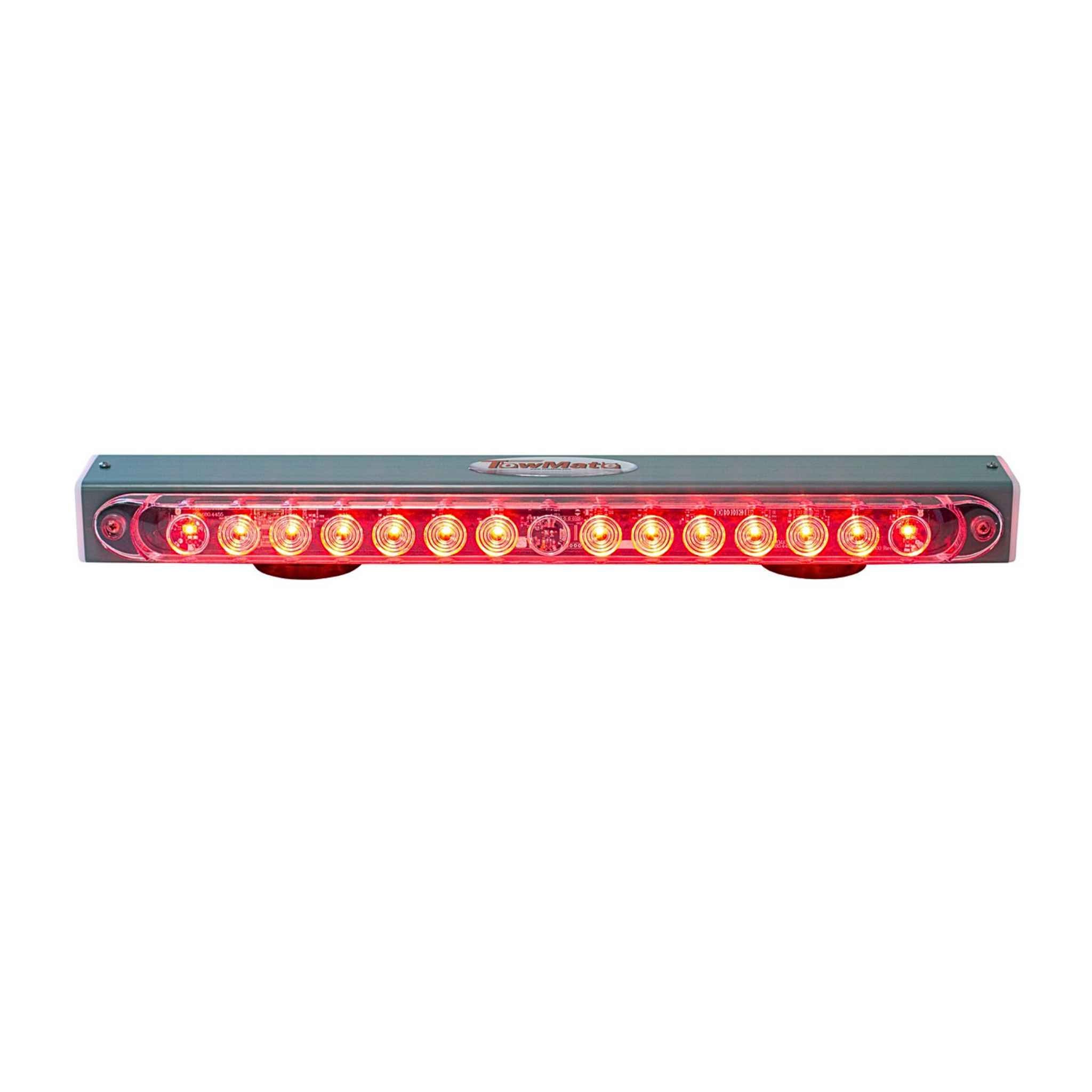 LED light bar with red and yellow lights on a white background.  TowMate ADVANTAGE 22" Wireless Tow Light Bar - Lithium Powered