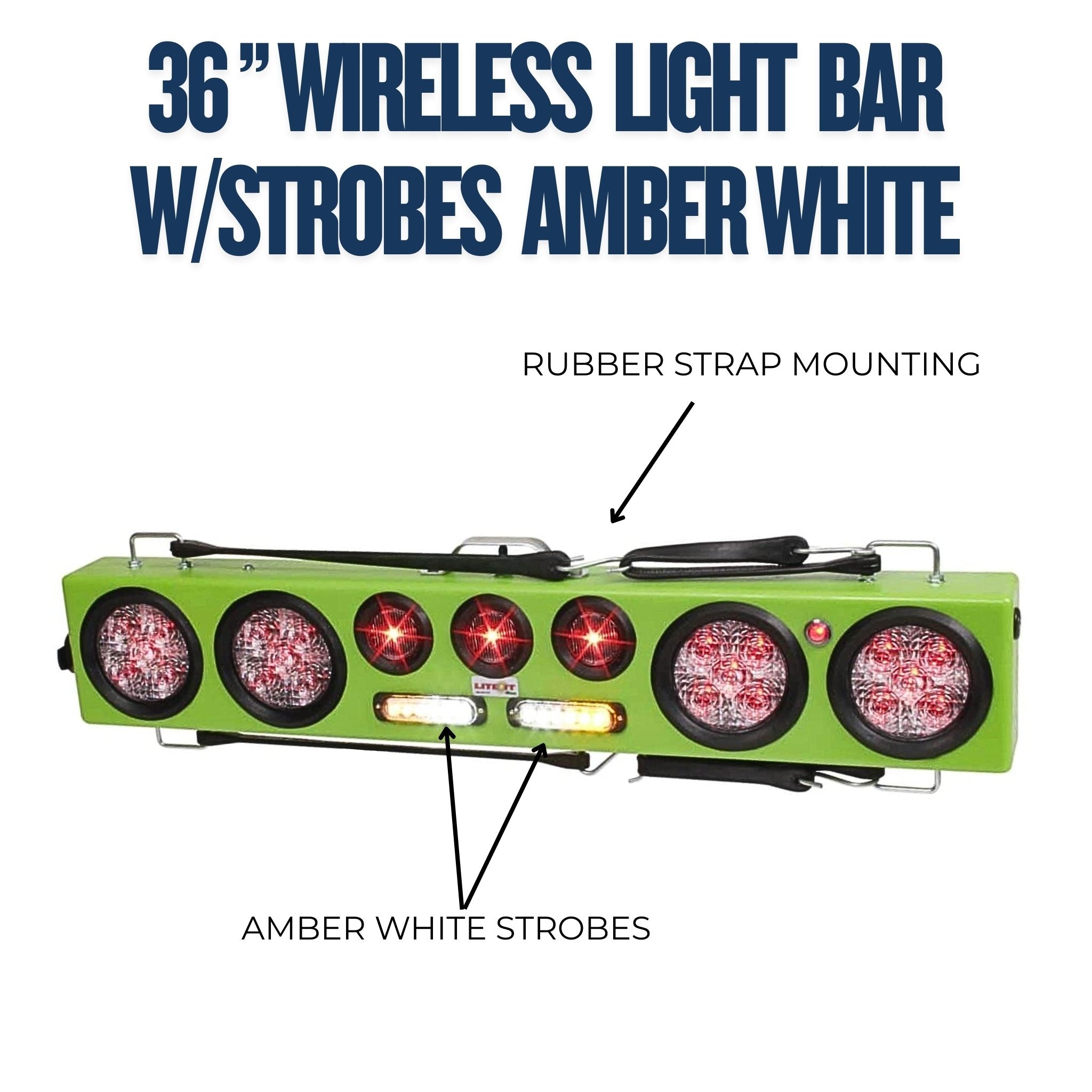 36-inch wireless light bar with strobes on a white background