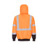 Orange safety jacket with reflective stripes on a white background.  Portwest UB315  Hi-Vis Contrast Zipped Hoodie