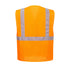 Orange back safety vest with reflective stripes on a white background
