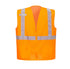 Orange safety vest with reflective stripes on a white background.  Portwest UC495 Economy Hi-Vis Mesh External Pocket Vest