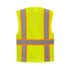 Yellow safety vest with reflective stripes on a white background