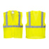 Yellow safety vest with reflective stripes on a white background.  Back & front view Portwest US384 Economy Hi-Vis Breakaway Safety Vest