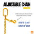 Adjustable grade 80 chain with shortening grab hook to adjust length of the chain.  Available at Baremotion with Free US Continental Shipping.