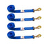 Set of Blue Straps made of Diamond Weave with wisted snap hooks.  Used for transport and towing vehicles.  Ab\available for purchase at Baremotion.com 