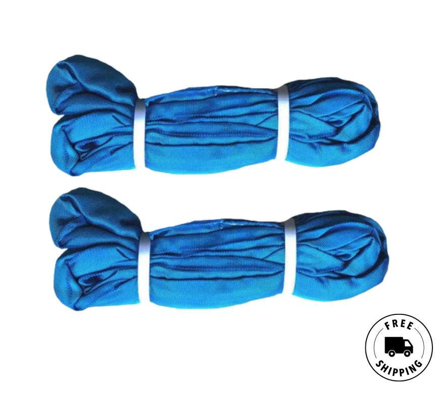 2-Pack:  20' Blue Round Slings Polyester - 21,200 LBS WLL
