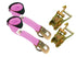 pink tie-down straps used in the towing industry.  These wheel lift straps available at Baremotion come with finger hook ratchets