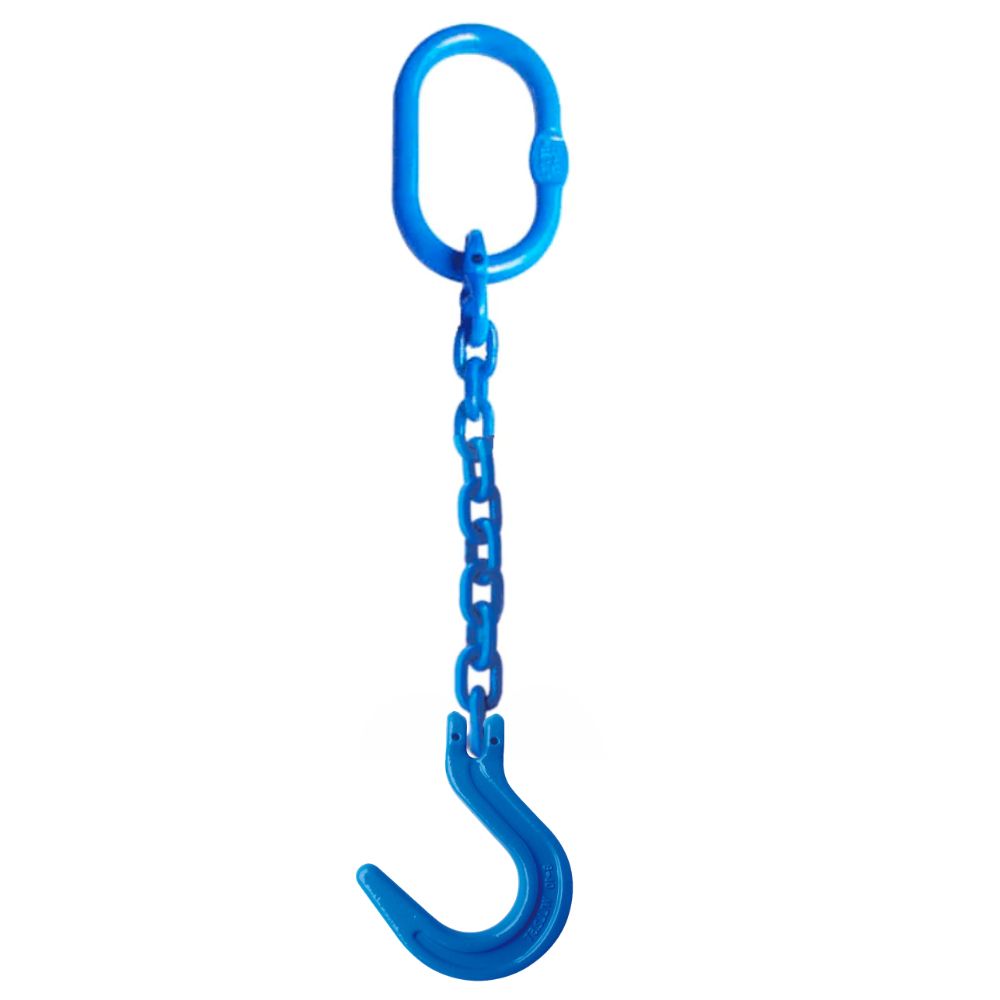 Grade 100 chain sling with Foundry Hook.  Coated Blue