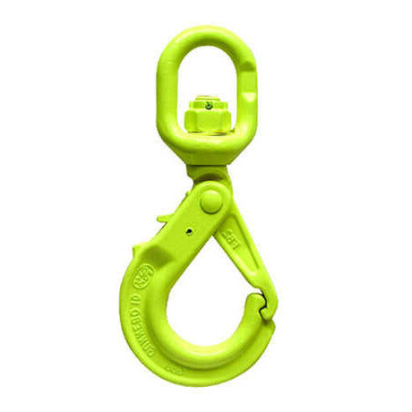 Gunnebo Grabiq Grade 100 LBK Swivel Self Locking Hook.  Fluorescent Color.  Available in several sizes at Baremotion.com