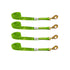 Four Hi-Vis green straps made of Diamond Weave with wisted snap hooks.  Used for transport and towing vehicles.  Ab\available for purchase at Baremotion.com 