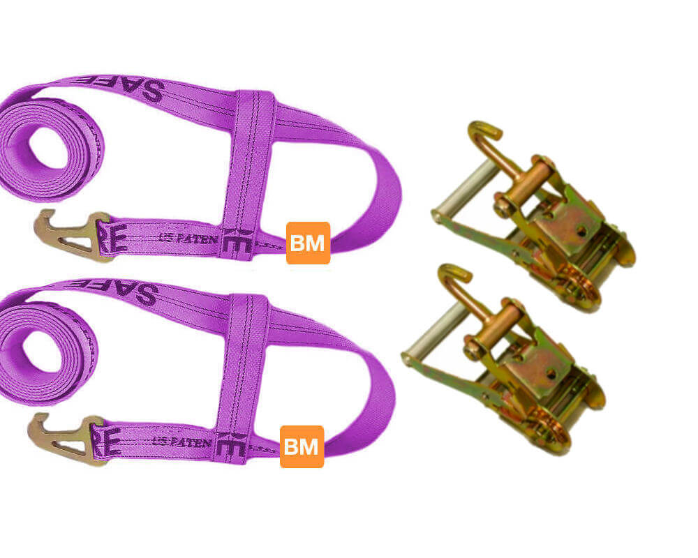 Purple Diamond Weave Jerr-Dan Straps and Finger Ratchets available at Baremotion with Free US Shipping