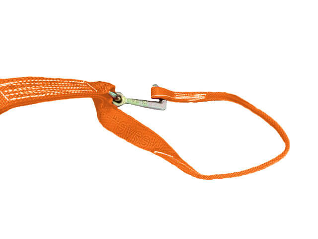Orange Premium high visibility tie-down strap with loop end mini J hook is ideal for towing a variety of vehicles. 